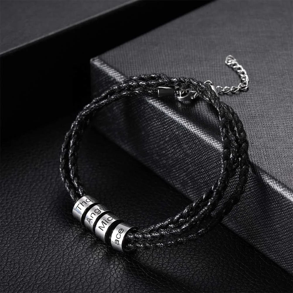 Personalised Braided Leather Bracelet